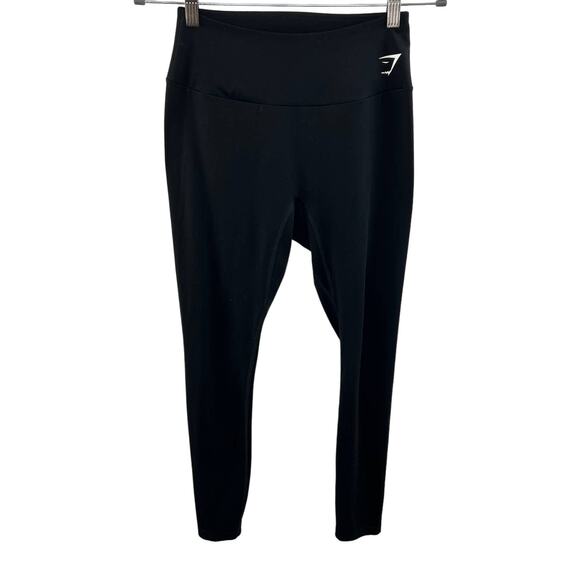 Gymshark Black High Waisted Elastic Waist Pull-On Athletic Leggings Sz Medium M - Picture 1 of 5